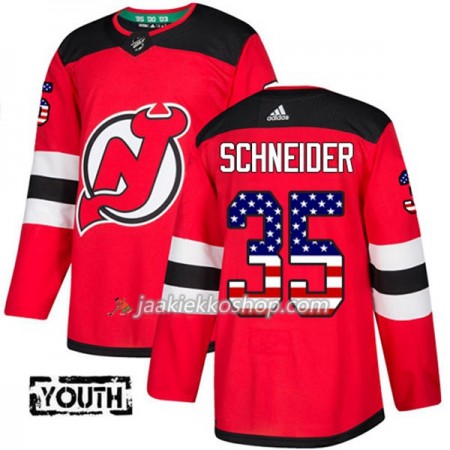 Lapsille NHL New Jersey Devils Pelipaita Cory Schneider 35 Adidas 2017-2018 Punainen USA Flag Fashion Authentic